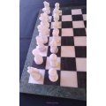 Marble Chess Set With Marble Pieces, Good Condition, Size - 410mm x 410mm x 15mm, King - 85mm