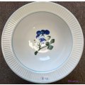 Salad / Vegetable Bowl White With Light Blue Trim And Flower Theme, Made In Korea, ±750ml