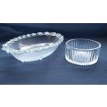Clear Glass Condiment Bowls, Oval 230mm x 165mm - Height -55mm, Round 105mm Diameter, 55mm Heig, 1pc