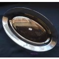 1 x Meat Platter, Smoked Glass, 355mm x 230mm x 35mm, See Photos For Info, 1 pc