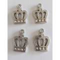 Charms, Crown, Acrylic, Rhodium Plated, 19mm x 14mm, 4pc