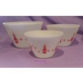 Milky Glass Mixing Bowls, Red Kitchen Theme, Round, See Description And Photo`s Below, 3pc