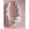 Burtell Necklace, White Seddbeads, 24 Strands Braided Togther, Lobster Clasp, 40cm+7cm, 1pc
