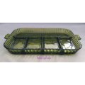 Green Glass Platter / Snack Dish, 5 In 1,  L 290mm x W 230mm x H 30mm, See Description Below