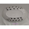 White With Chrome Ceramic Platter / Snack Dish,  L 290mm x W 230mm x H 30mm, See Description Below