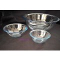 Clear Glass Mixing / Salad Bowls, Round, See Description And Photo`s Below, 3pc