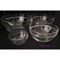 Arcoroc Clear Glass Mixing / Salad Bowls, Round, See Description And Photo`s Below, 4pc