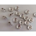 Rondals, Nickel, Clear Rhinestones, 3mm x 7mm, 5pc