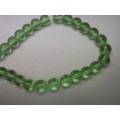 Glass Beads, Plain, Round, Green, 8mm, ±35pc