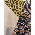 Fabric Squares, Beige Leopard Print, 19cmx19cm, Cotton Blend For Patchwork/Applique, 3pc