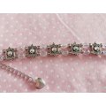Crystal Bracelet, Clear Crystal Beads, Sliders+Clear Rhinestones, Nickel Lobster Clasp, 17.5cm + 5cm