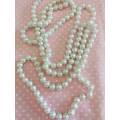 Perrine Necklace, White Glass Pearls, 126cm, Glass Pearl Size 8mm, 1pc