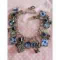 Mistique Bracelet, Charm Bracelet, Shades of Blue, Nickel Rolo Chain+Lobster Clasp, 18.5cm+5cm