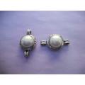 Findings, Connector, Metal, Nickel Antiqued, White Faux Pearl , 35mm, 1pc