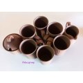 Argilla Pottery Clay Mugs x 6, (Height - ±102mm - 250ml) 1 x Milk Jug, 1 x Sugar Bowl With Lid