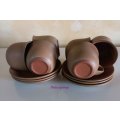 Argilla Pottery Clay Cups & Saucer x 6, (Height - ±70mm, Top Diameter ±90mm - 250ml)