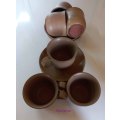 Argilla Pottery Clay Cups & Saucer x 6, (Height - ±70mm, Top Diameter ±90mm - 250ml)
