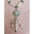 Necklace, White Glass Pearls, Nickel Findings, Lobster Clasp, 44cm+5cm