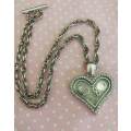 Pliana Necklace, Heart Locket With Clear Rhinestones, Toggle Clasp, 44cm, 1pc