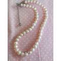 Necklace, Off White Freshwater Pearls, Nickel Findings, Lobster Clasp, 40cm+5cm