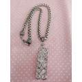 Necklace, Pendant+Clear Rhinestones On Rope Chain, Nickel, Lobster Clasp, 48cm