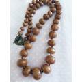 Goldstone Beads, Individually Knotted, Bronze Findings, Toggle Clasp, 52cm