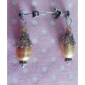 Earrings, Yellow Freshwater Pearls, Nickel Findings And Ear Studs, 28mm, 2pc