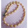 Necklace, Yellow Freshwater Pearls, Nickel Box Clasp, 44cm