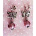 Earrings, Dusty Pink Freshwater Pearls, Nickel Findings And Ear Studs, 34mm, 2pc