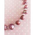 Necklace, Dusty Pink Freshwater Pearls+Clear AB Crystal Beads, Nickel Findings, Box Clasp, 46cm