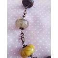 Burtell Necklace, Shades Of Winter Resin Beads, Copper Chain+Findings, Toggle Clasp, 52cm, 1pc