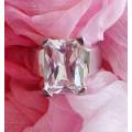 Ring, Silver Dress Ring With Cubic Zirconia, Stamped 925, Size - 18.5mm (Q½), Top Width -15mm x 11mm