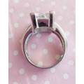 Ring, Silver Dress Ring With Cubic Zirconia, Stamped 925, Size - 18.5mm (Q½), Top Width -15mm x 11mm