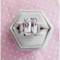 Ring, Silver Dress Ring With Cubic Zirconia, Stamped 925, Size - 18.5mm (Q½), Top Width -15mm x 11mm