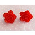 Earrings, Red Rose Studs, Diameter 26mm, 2pc