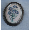Brooch with Blue Flowers