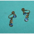 Vintage Blue Stone screw on Earrings