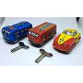 Retro Ha Ha Toys - Wind up Tin Toy Car Set - Gorgeous NM