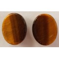 NATURAL GOLD TIGERS EYE OVAL CABOCHON PAIR - 10x8 mm