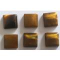 NATURAL GOLD TIGERS EYE SQUARE CABOCHONS - 6 PIECES - 12x12 mm
