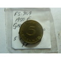 1950  Germany Federal Republic 5 pfennig