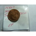 2001 Republic of South Africa 1 cent