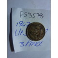 1942 Union of South Africa 3 pence