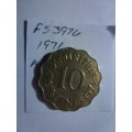 1971 Mauritius 10 cents