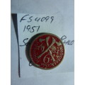 1951 Southern Rhodesia 6 pence