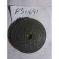 1943 Belgium 25 centimes