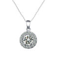 3.25 carat Round Cut Simulated Diamond Engagement Ring & Necklace Set . Size 8 / Q