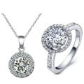 3.25 carat Round Cut Simulated Diamond Engagement Ring & Necklace Set . Size 8 / Q