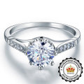 2.18 carat Brilliant Cut Simulated Diamond Engagement Ring - Size 7/O- 100% GENUINE STERLING SILVER!
