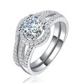 1.60 Carat Simulated Diamond Double-Band Engagement Ring. Size : 8 / Q